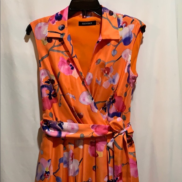 Ellen Tracy Dresses & Skirts - ELLEN TRACY dress. Orange floral SZ 4 poly lined